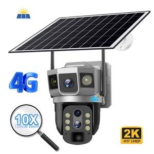 <strong>10</strong> <strong>X</strong> ZOOM 3 Screen 8W Battery Panel Solar <strong>Camera</strong> 4G SIM Card 4MP Outdoor Security <strong>Camera</strong> System Factory <strong>Camera</strong> - Product Image 1
