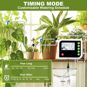 Kit di irrigazione automatico per interni a 15 impianti in vaso con Timer per l'alimentazione dell'acqua con Display a LED programmabile - Product Image 4