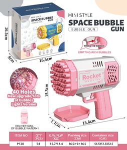 Hot Bán Mini gatling Súng Bong Bóng Với 40 Lỗ Không Gian Ánh Sáng Màu Xanh Trẻ Em Của Đồ Chơi Ngoài Trời <span class=keywords><strong>Rocket</strong></span> Launcher Máy Bong Bóng - Product Image 6