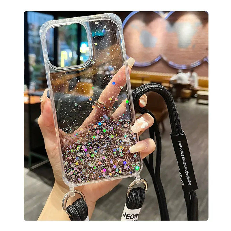 Bling Bling kapak i telefon kılıfı 14 için lüks tasarım Bling Glitter parlak telefon kılıfı iPhone için kılıf 13 12 11X7 8 artı vaka