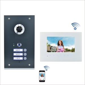 Desbloqueo de huellas dactilares IP65 a prueba de agua, 7 pulgadas 2 cables Bus Wifi Video puerta teléfono sistema de intercomunicación de Audio bidireccional para Villa hogar