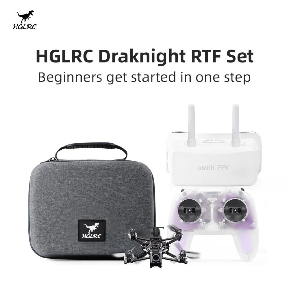 HGLRC Draknight Set RTF de 2 pulgadas para principiantes, color negro.