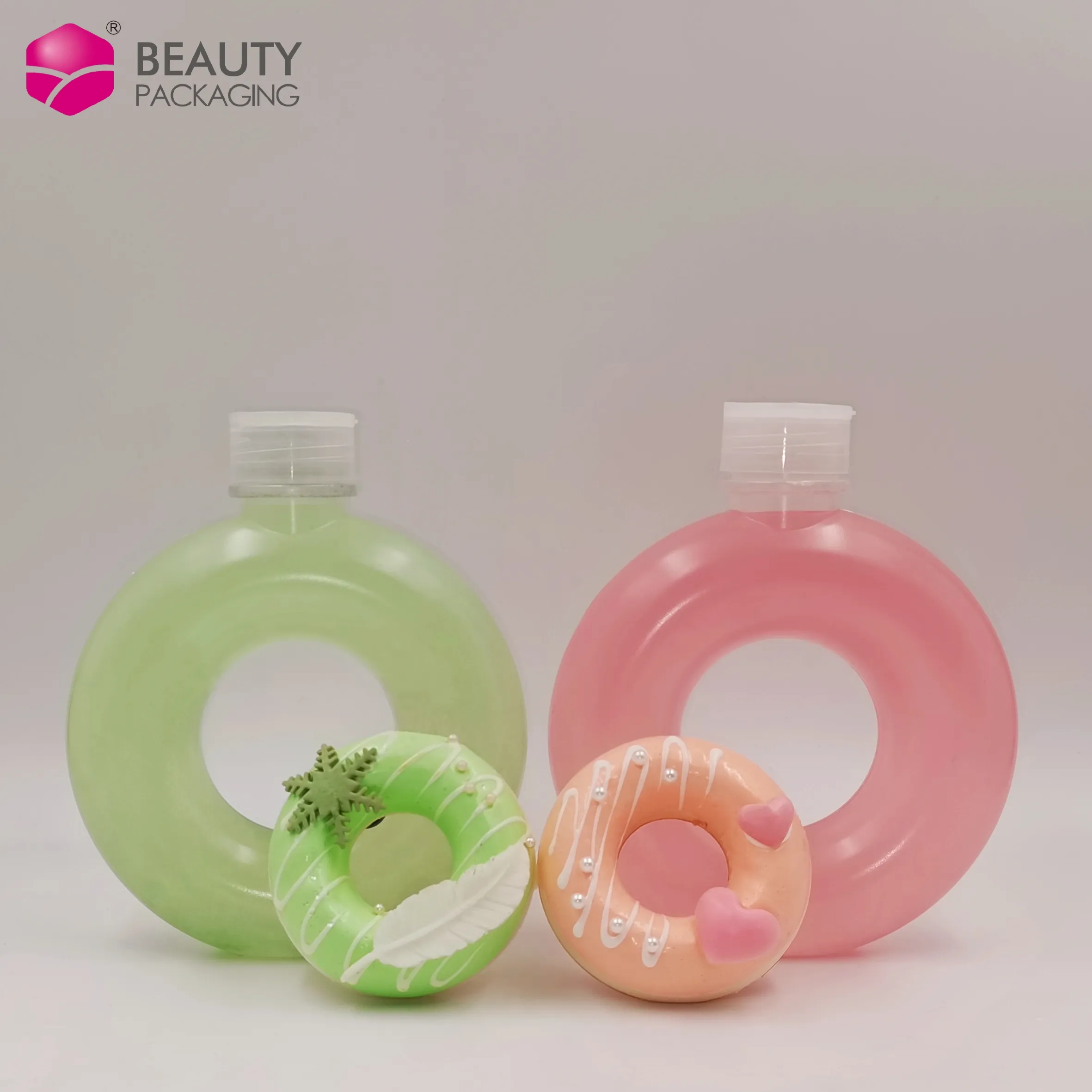 Envase vacío de plástico transparente para bebidas, botella de zumo de 16OZ, 500ml, contenedor creativo de té de leche para Donuts con tapas fáciles de llevar