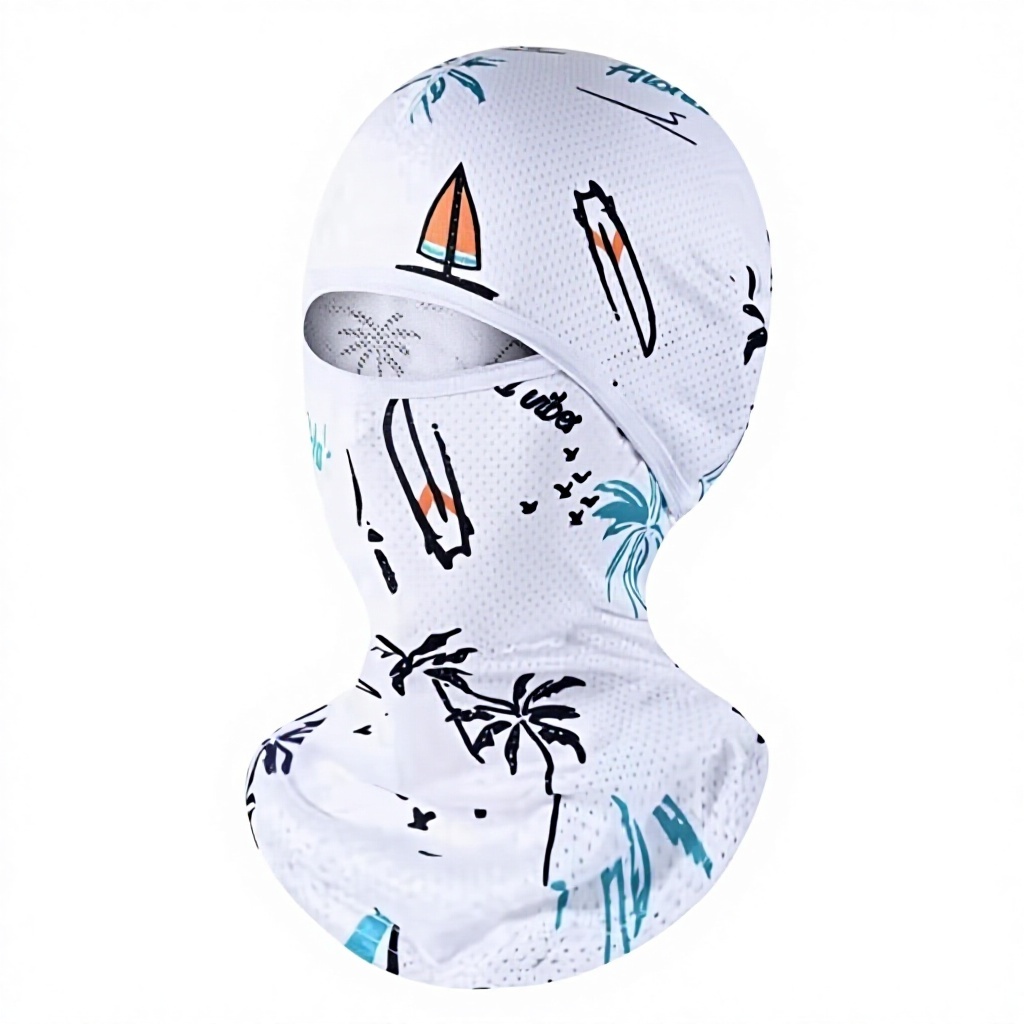 Masque de protection solaire - Capuche imprimée - Plage blanche