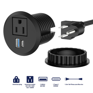 Fábrica Universal muebles integrados enchufe múltiple enchufe de escritorio Oficina potencia redonda empotrada 20W Usb escritorio ojal toma de corriente - Product Image 2