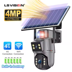 LS VISION UBOX 4G 4MP HD Câmera de segurança WiFi alimentada por energia solar ao ar livre mais recente rede PTZ com <span class=keywords><strong>sensor</strong></span> CMOS e alarme
