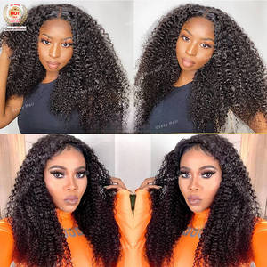 Afro kıvırcık 4C Kinky kıvırcık insan saçı peruk 3/4 yarım peruk acemi dostu birmanya kıvırcık İpli dikişsiz klip Ins tutkalsız peruk - Product Image 5