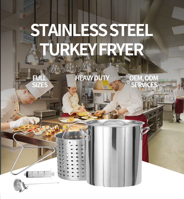 Commercial stainless steel stock pot with basket outdoor boil turkey deep fryer pot