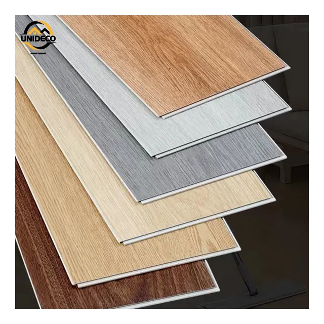 Azulejos de plástico de grano de madera resistentes a los arañazos, Lvt Pvc Spc, 4mm, 5mm, 6mm, suelo de espiga de vinilo clic