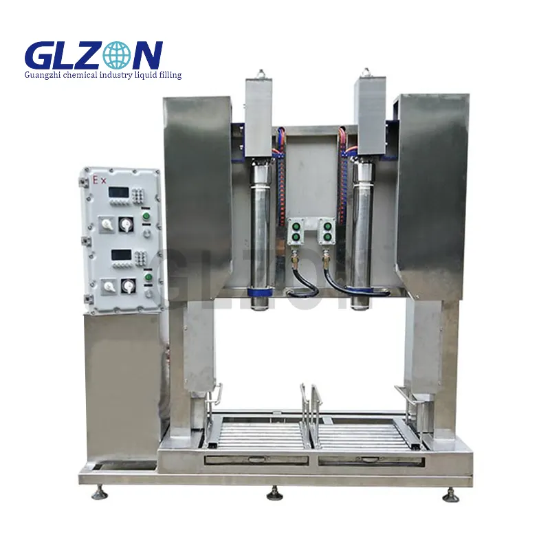Máquina de llenado automática de doble cabezal para llenar 200L pasta de color a base de agua/pintura/aceite comestible