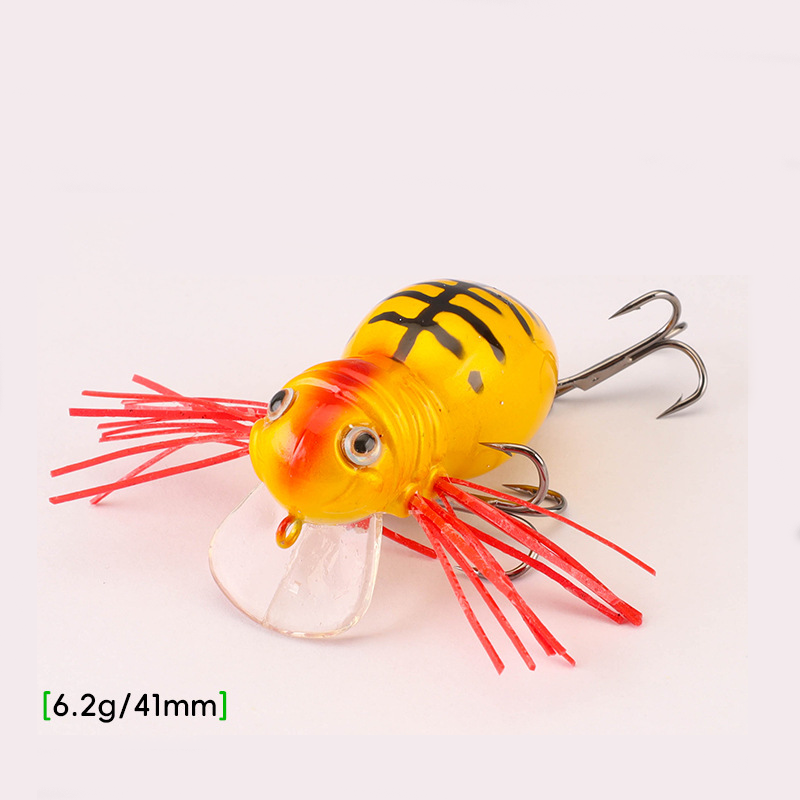 Yellow body with black stripes on the back