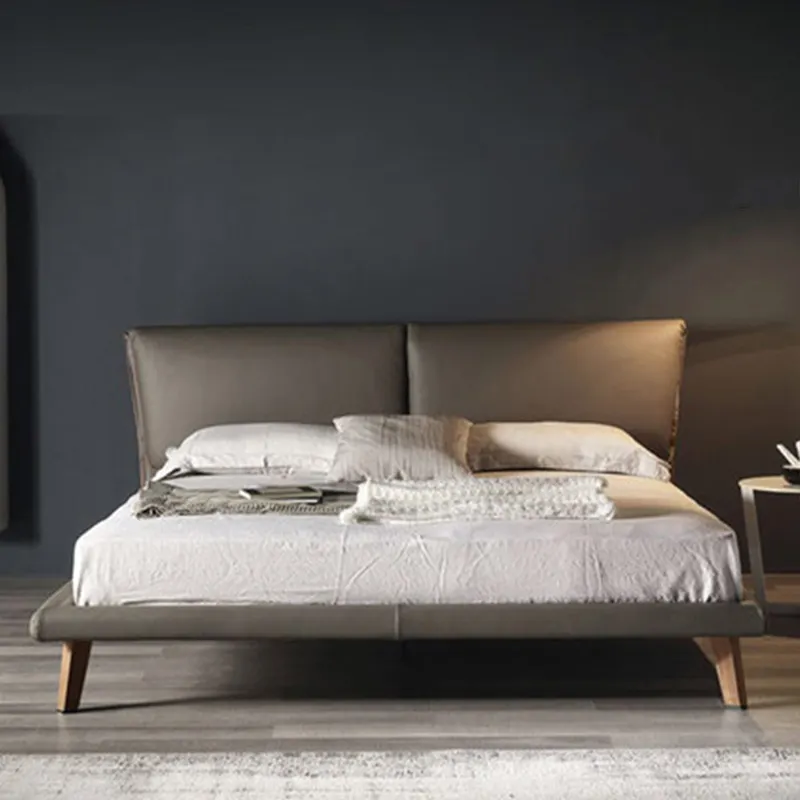 Европейский дизайн, кожаная деревянная двуспальная кровать, модели, двуспальная кровать