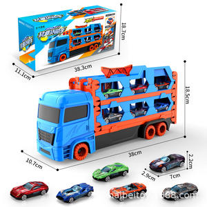 लोकप्रिय 2-इन-1 मल्टीफंक्शनल मिश्र धातु भंडारण ट्रक ट्रॉली कैटापुल्ट डिफोर्डेबल फोल्डिंग रेल कार खिलौना - Product Image 1