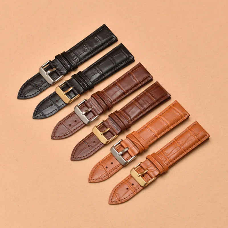 Classic Genuine Leather Watch Straps 12 14 16 18 19 20 21 22 24mm Bracelet Watchband 20mm Men Leather Smart Watch Bands