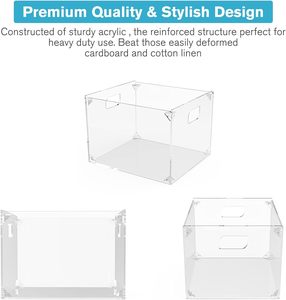 Caja organizadora de archivos de escritorio de acrílico, caja de archivos transparente colgante con asas, tamaño de letra/soporte de carpeta A4 para espacio de trabajo de oficina en casa - Product Image 6