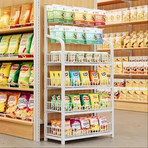 Su misura in metallo supermercato espositore con rete metallica cestello scaffali e ganci per negozi al dettaglio