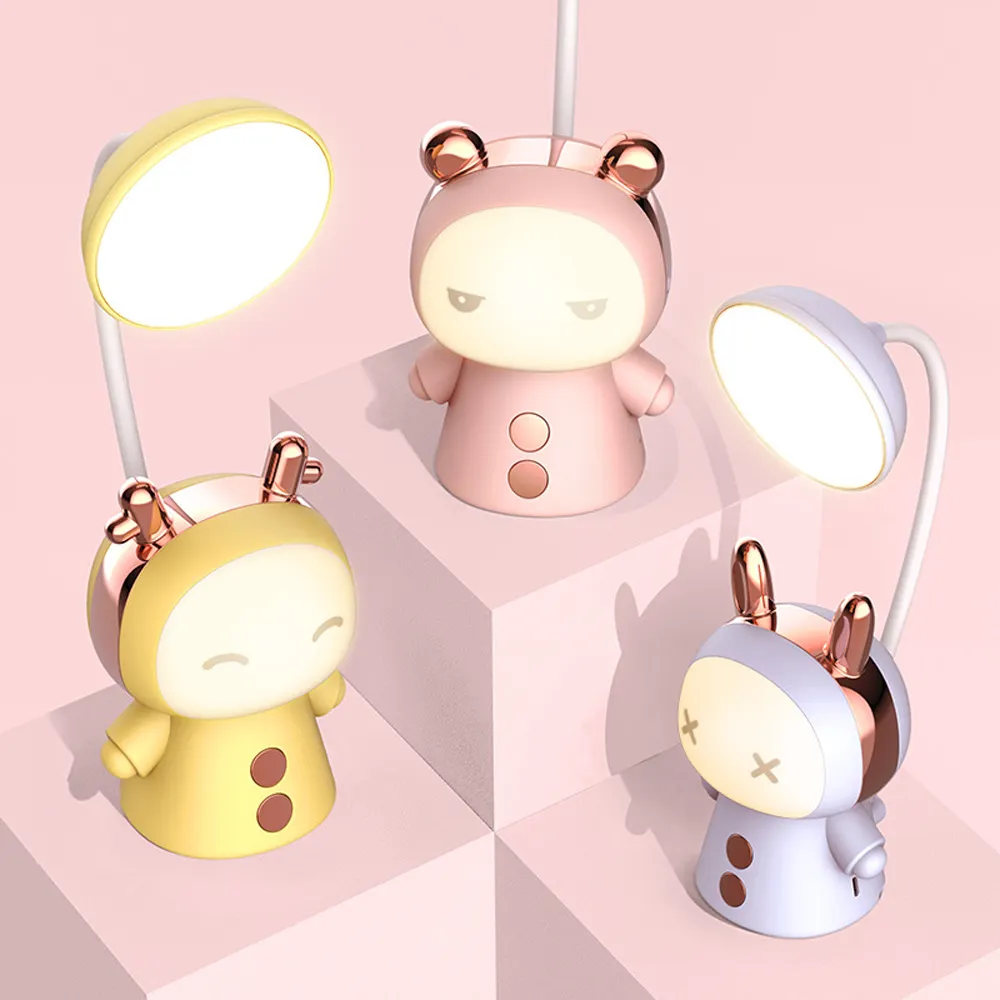 Lampe de bureau Kawaii rose à charge USB, lampe de table Flexible à col de cygne, décoration de chambre, lampe de bureau LED pour enfants filles, cadeaux