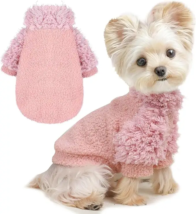 Vêtements pour chiens design classique Pull en laine d'hiver pour animaux de compagnie pour temps froid Veste en duvet douce et mignonne rose