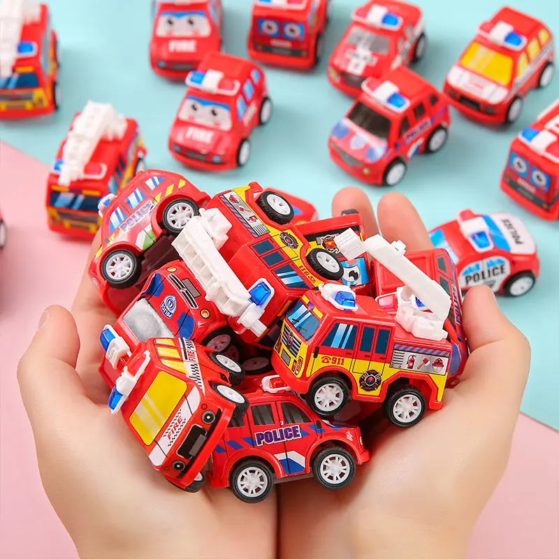 Atacado 2 polegadas mini caminhão de bombeiros retrátil carro de engenharia brinquedo escola festa pequenos presentes para crianças presente surpresa ovo enchimento