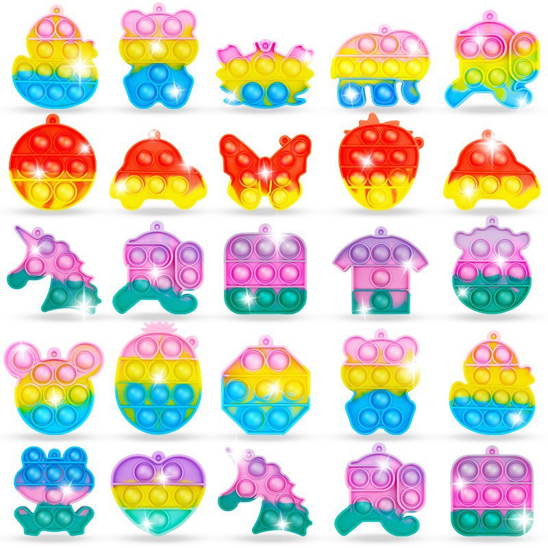 18 porte-clés en silicone de couleurs mélangées