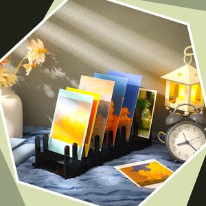 12-Tier Đen Acrylic thiệp chúc mừng hiển thị giá xách tay bưu thiếp đứng bán lẻ truy cập bàn Tabletop Organizer Sticker hiển thị - Product Image 5