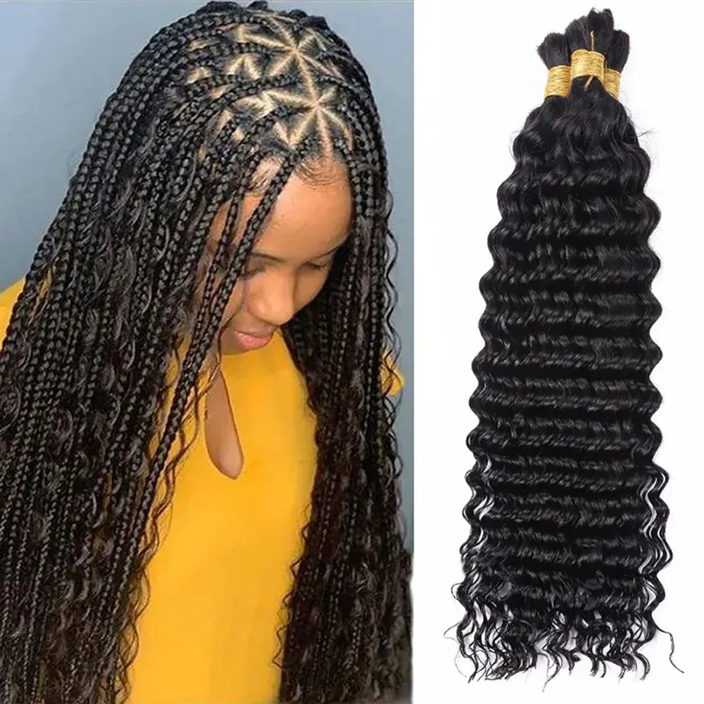 Объемные человеческие волосы для плетения глубоких волнистых волос Remy No Weft Boho косички человеческие волосы для наращивания для чернокожих женщин