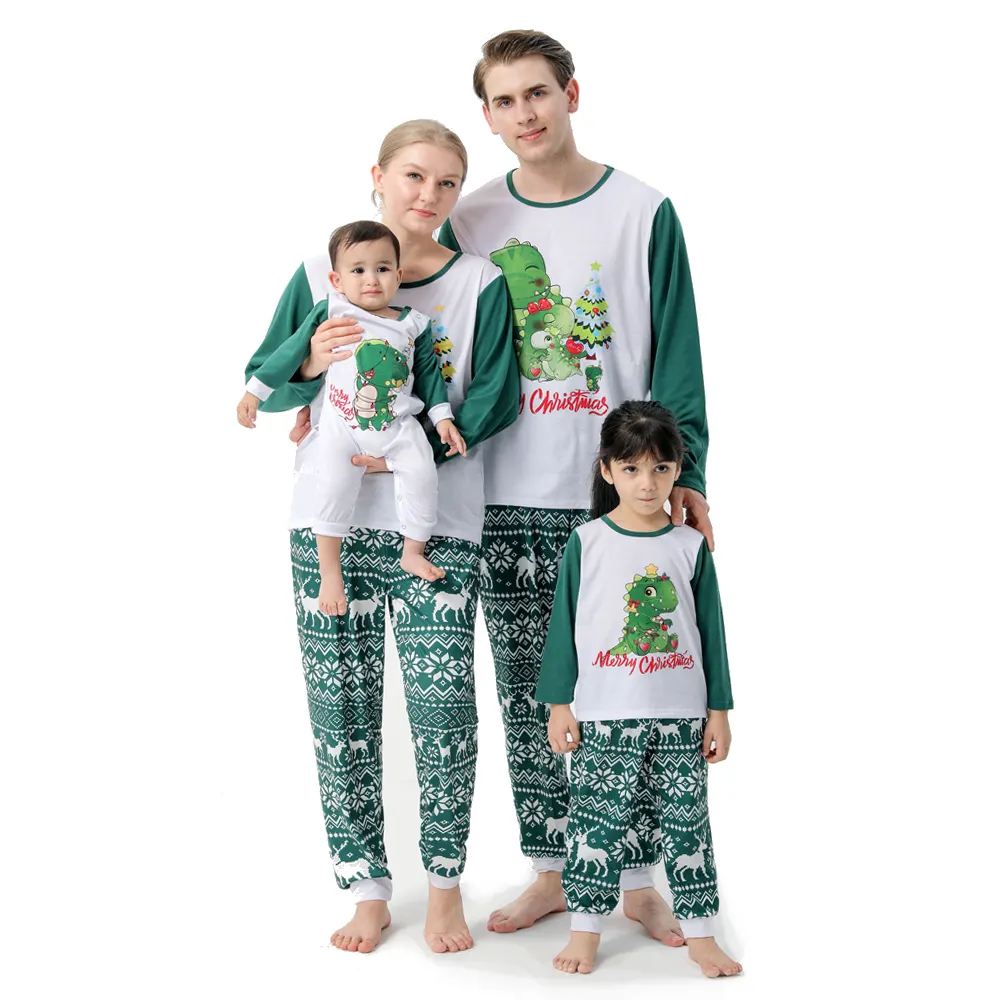 ชุดนอนครอบครัว DGWL-2197ลายไดโนเสาร์พิมพ์การ์ตูนชุดนอนครอบครัวคริสต์มาสแฟชั่น