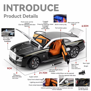 Rolls Spectre 1:24 pres döküm Model araba Metal tahsil ses ve ışık geri çekme kapı açık dekor oyuncak çocuklar için - Product Image 3