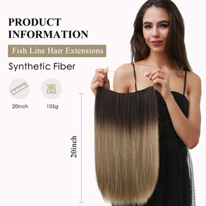 Extensiones de Cabello sintético de 20 pulgadas, 105g, cabeza completa rizada, cable Invisible, cadena secreta, sin Clips, extensiones de cabello