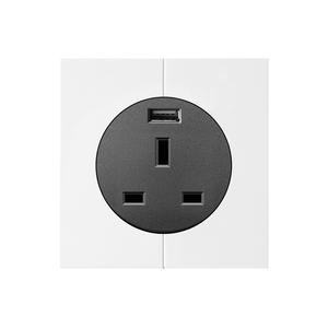 玻璃铝合金电气13a开关插座2组2 Usb双英国墙壁插座，带Usb C型 - Product Image 1