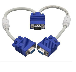 VGA 3 + 6 1 PC a 2 Monitor Dual Video Way VGA SVGA Graphic LCD TFT Y Splitter Cable Lead VGA 15pin 1 to 2 3 + 6 - Product Image 1