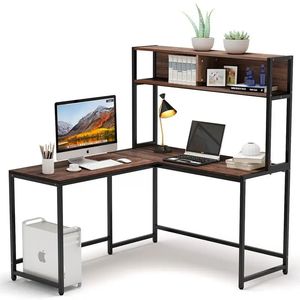 Escritorios de ordenador de esquina de madera en forma de L, mesa de estudio con estante, ordenadores, venta al por mayor, escritorios baratos para oficina en casa, muebles - Product Image 1