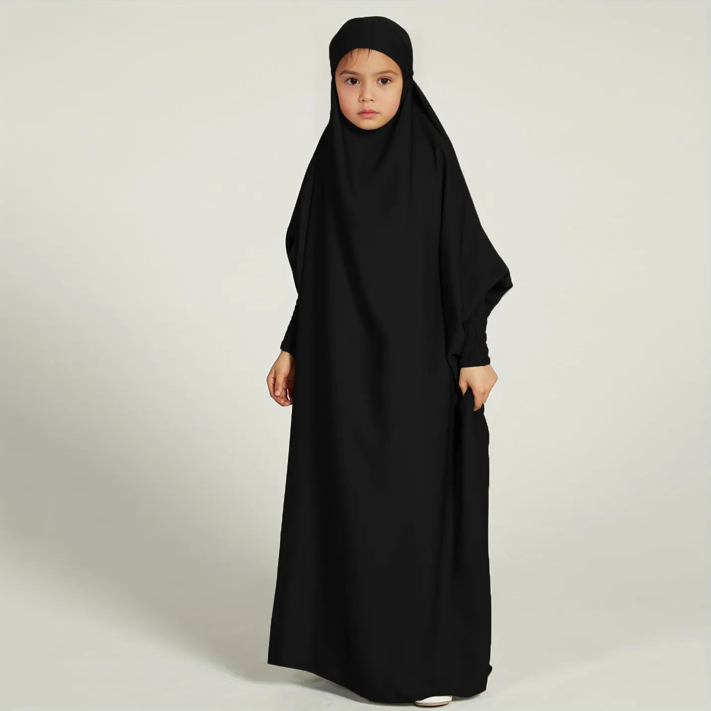 Pringbud Ramadan moyen-orient enfants filles musulmanes vêtements islamiques enfants longues robes abaya solide manches chauve-souris arabe Abaya