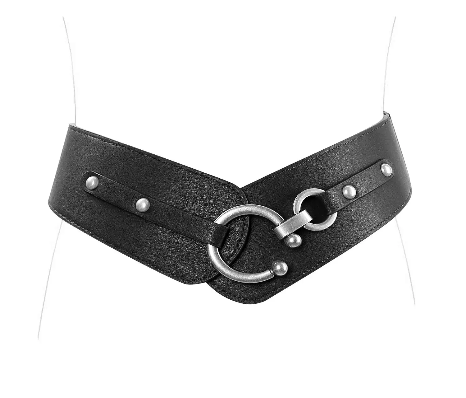 Cintura in vita elasticizzata larga Vintage moda donna con fibbia ad incastro cintura di Halloween Z200