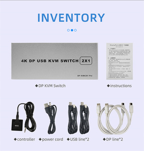 2X1モニタースイッチKVM2ポートKVMスイッチUSBディスプレイポート4K30Hz60Hzスイッチャー (ケーブル付き) - Product Image 6