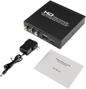 Convertidor HDMI a RCA y HDMI, caja convertidora HDMI a AV 3RCA compatible con 1080P, PAL, NTSC