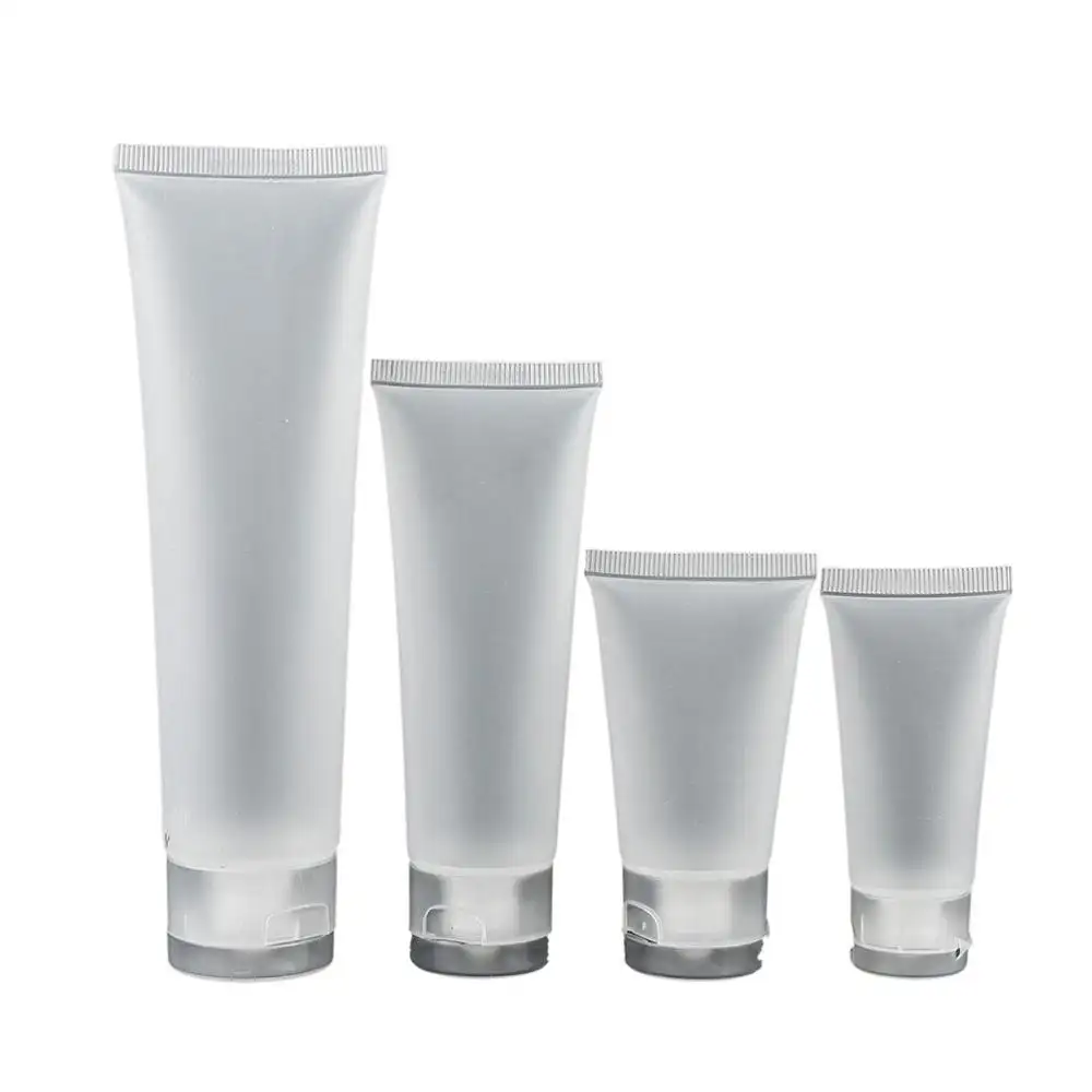 PE Material liso suave claro redondo de prueba tubo de embalaje cosmético de plástico blanco para crema