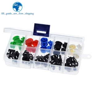 TZT 25PCS Tactile Push Button Schalter Momentan 12*12*7,3 MM Micro Switch Button 25PCS Tact Cap(5 Farben) für Arduino mit Gehäuse