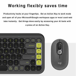 Logitech POP ICON KEYS Teclado inalámbrico Bluetooth Modo dual Portátil Recargable One Click AI Teclado compacto para Tablet PC - Product Image 2