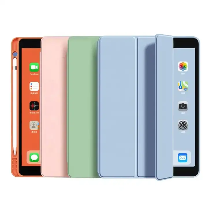 Cho Ipad 10.2 trường hợp với chủ bút chì Auto wake/ngủ Bìa trifold đứng chống sốc mềm TPU Cover quay lại cho iPad 9th gen