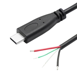 Kısa USB C 4 Pin çıplak tel açık uçlu tel 50cm, 20AWG 5V USB tip C erkek - Product Image 1
