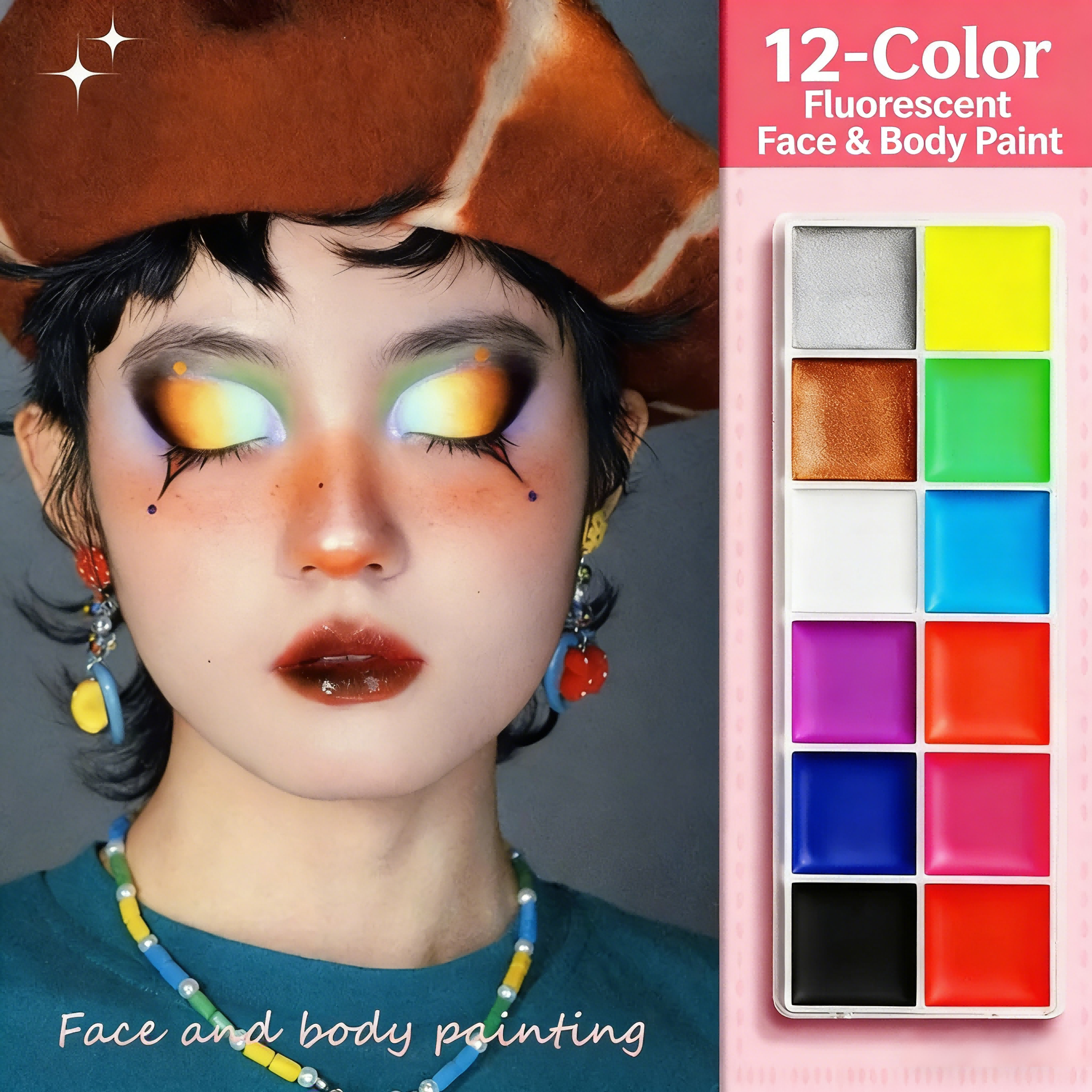 Fluorescent 12 couleurs + un stylo gratuit + palette