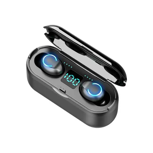 Logo personnalisé support dans les écouteurs écouteurs sans fil tws écouteur audifonos f9 mini batterie externe écran led f9-8 casque