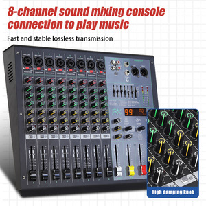 LX08เครื่องผสมสัญญาณเสียงแบบมืออาชีพ, เครื่องผสม USB 8ช่องมีเอฟเฟกต์เสียงสะท้อน99ชิ้นในตัวคอนโซลมิกซ์ระบบดิจิตอล