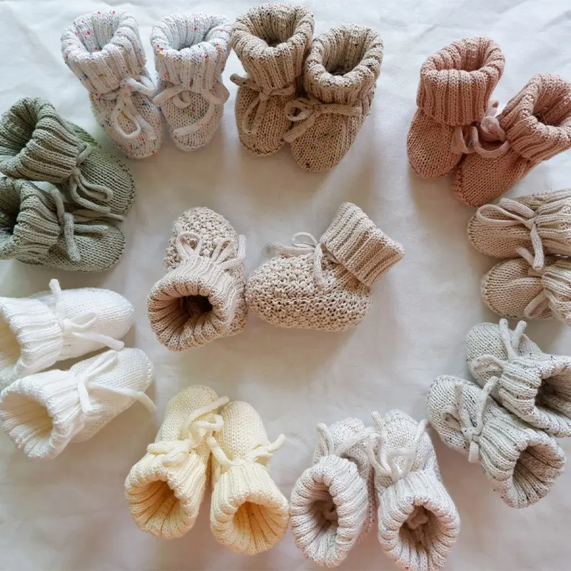 Calcetines de bebé INS, calcetines de suelo para bebé recién nacido, botines de bebé de punto de ganchillo hechos a mano de algodón orgánico