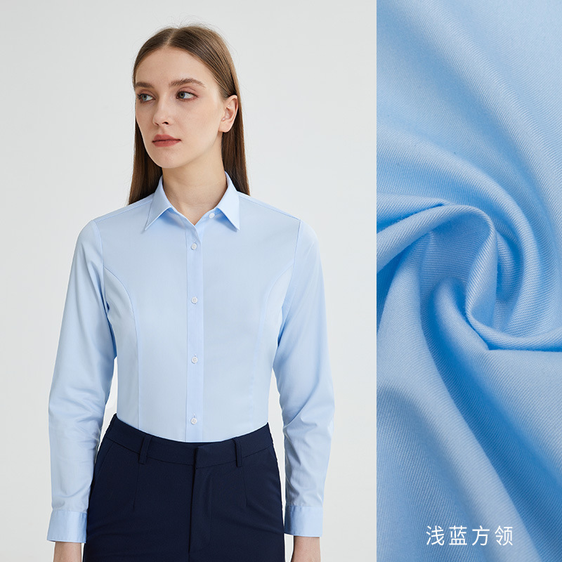 Azul claro - Manga larga - Mujer - Cuello cuadrado