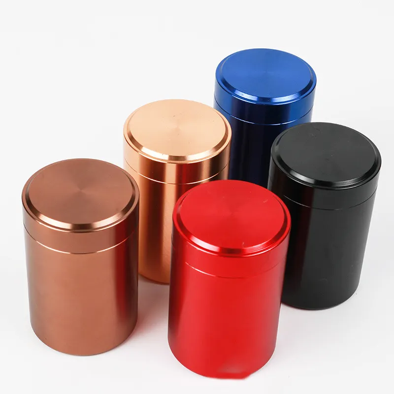 Высококачественная упаковочная круглая герметичная металлическая коробка вместимостью от 5 г до 500 г, портативные дорожные контейнеры для хранения чая и кофе, контейнер