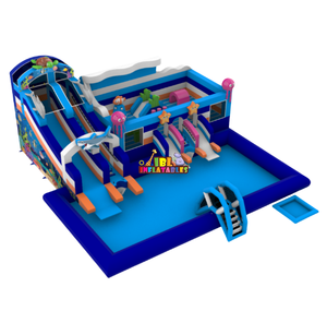 Toboganes de agua populares comerciales con piscina Nip Slip Gran parque de piscina de aventura inflable personalizado a la venta - Product Image 2
