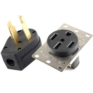 NEMA <span class=keywords><strong>50A</strong></span> L14-50R L14-50P ไฟฟ้า4ขั้วขั้วขั้วขั้วต่อแม่เหล็กเสียบผนังแบบมีสายสีดำอเมริกา