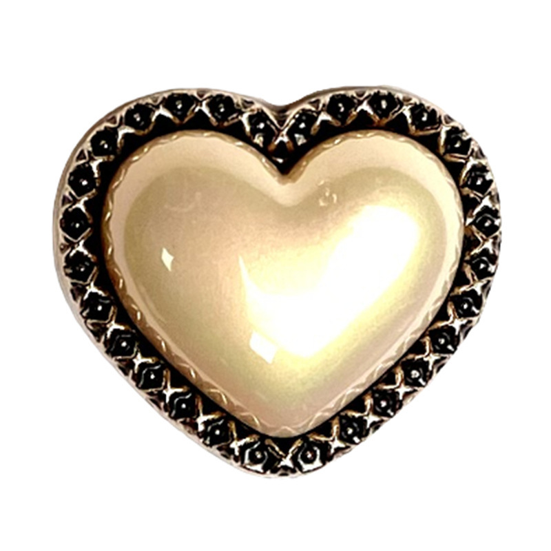 4# Corazón Antiguo con Borde Bronceado y Cuenta Iridiscente * 28L=18mm